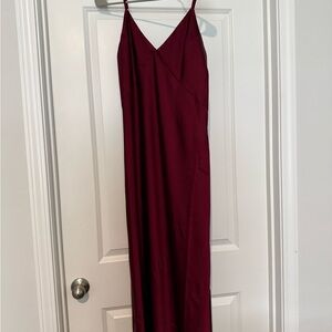 a new day Burgundy Slip Maxi Dress with V-Neck Spaghetti Straps